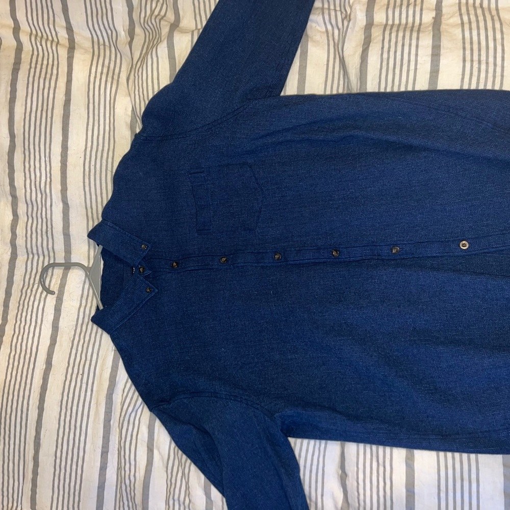 Men's Casual Blue Button Down Shirt